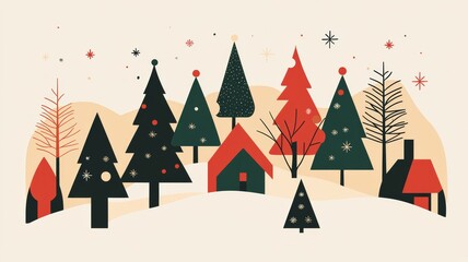 A Cozy Christmas Village in a Minimalist Style.