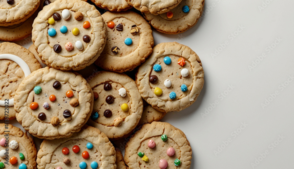 Aufkleber white background with cookies decorated around the edges generative ai