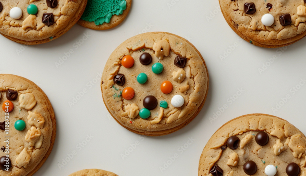 Aufkleber white background with cookies decorated around the edges generative ai