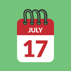 July 17 Calendar icon vector illustration.