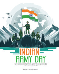 Indian Army Day Celebration with Indian soldier Social media post template banner
