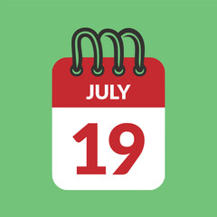 July 19 Calendar icon vector illustration.