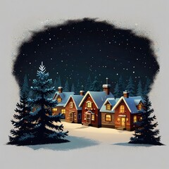 Fototapeta premium Christmas house in the night