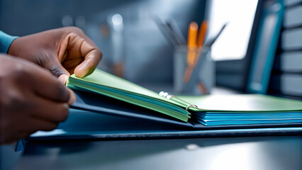 Close up of hands using eco friendly financial calculator with green display concept as Hands operating an eco friendly financial calculator displaying green numbers symbolizing sustainable budgeting 