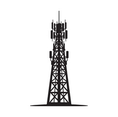 Cell Phone Tower silhouette vector illustration