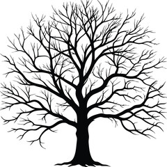 bare tree silhouette vector illustration