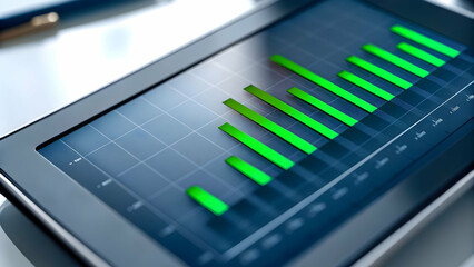 Close Up of Laptop Screen with Eco Friendly Financial Dashboard and Green Analytics Symbolizing Digital Sustainability