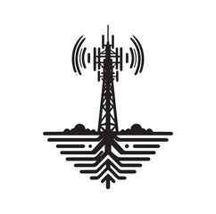 Cell Phone Tower silhouette vector illustration