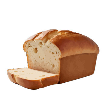 loaf of cut bread isolated