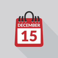 December 15 Calendar icon vector illustration.