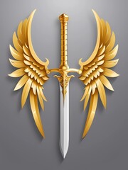 illustration of golden wings and golden sword