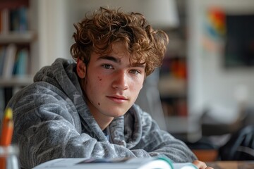Student studying with a book and highlighter