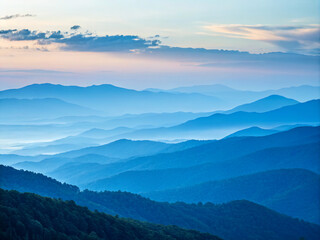 Fototapeta premium mountains in the fog. mountain, landscape, nature, sky, mountains, fog, sunset, sunrise, view, morning, hill, cloud, mist, clouds, forest, blue, misty, valley, horizon, beauty, peak, dawn, scenery, su