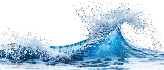 Ocean wave with surf and splashes isolated on a white background, Generative Ai