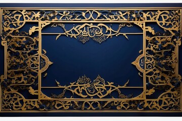 frame with ornament on blue