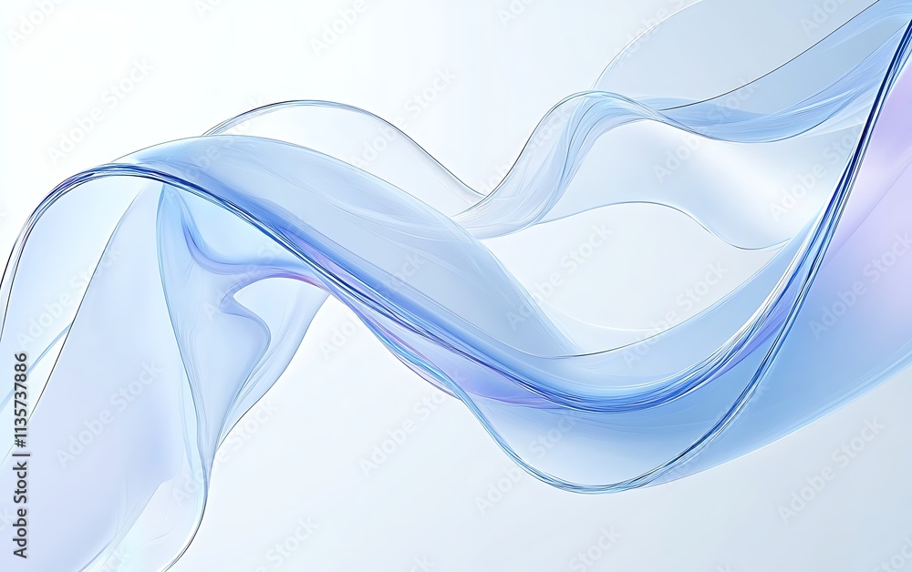 Poster flowing gradient transparent multilayer glass background, 3d rendering, generative ai