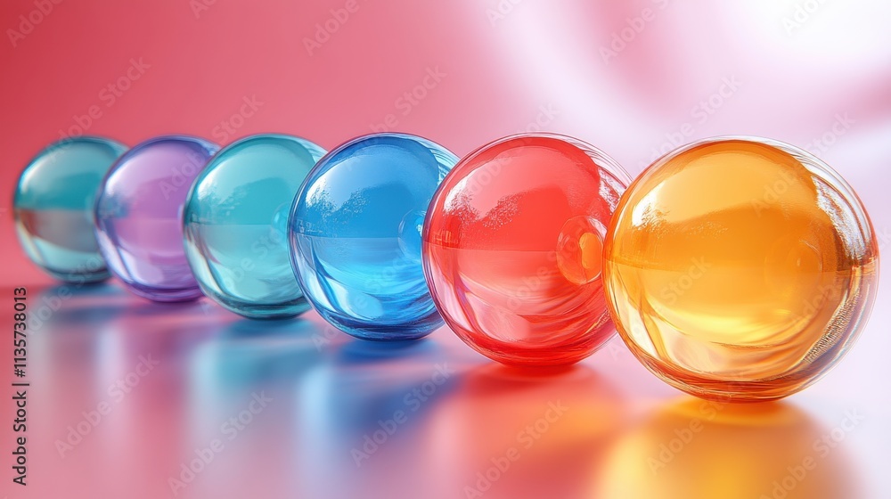 Poster set of abstract colorful spheres 3d rende