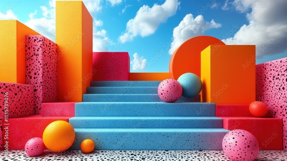 Poster set of abstract geometric compositions 3d rende