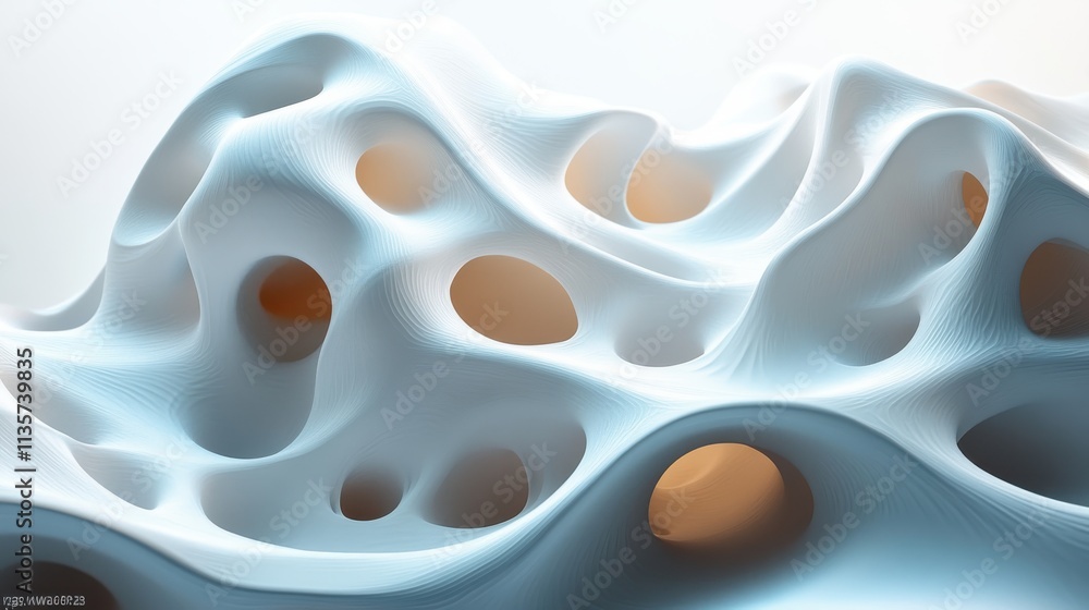 Poster set of abstract wavy structures 3d rende