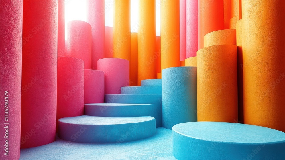 Poster set of colorful compositions 3d rende
