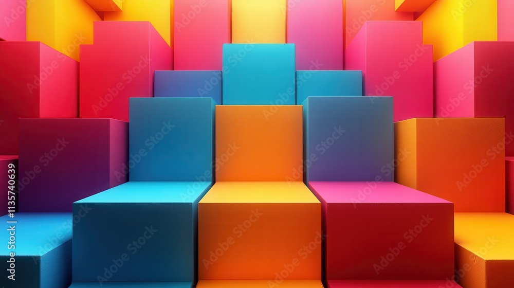 Aufkleber set of colorful compositions with cubes 3d rende