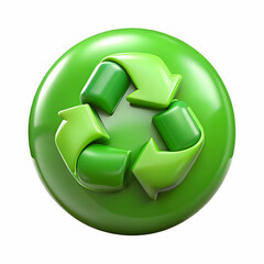 Obraz premium Glossy Green Background with Reused Product Icon Symbolizing Resource Conservation and Circular Practices