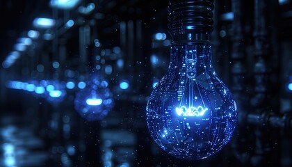 Light bulbs of One continuous line drawing. 