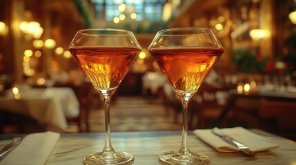 two glasses of liquid on a table