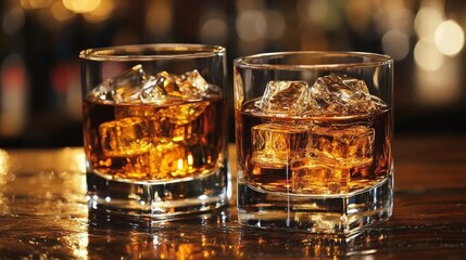 two glasses of liquid on a table