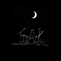 Naklejka premium Music band with the moon minimalist design illustration
