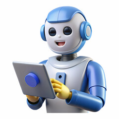 Developer testing AI driven chatbot on tablet with digital assistant icon concept as Developer testing AI driven chatbot on tablet focusing on digital assistant capabilities and user experience with c