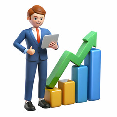 Entrepreneur Analyzing Market Trends for Business Expansion with Space for Messaging in Stock Photo Concept
