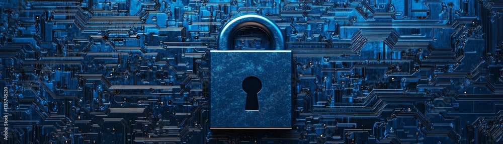 Poster blue circuit diagram representing endpoint security in cybersecurity