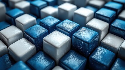 white and blue cubes 3d rende