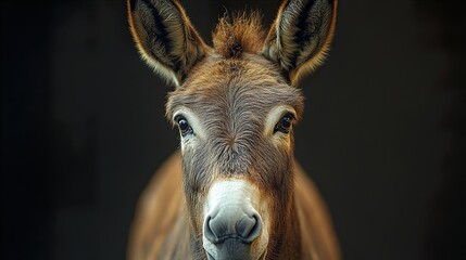 Fototapeta premium Close-up Portrait of a Brown Donkey