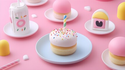 Delightful birthday cake display celebration event food photography pink background close-up view festive concept