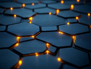 Obraz premium Abstract Hexagonal Pattern with Glowing Lights