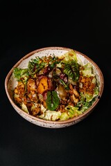 Salad with baked potatoes and vegetables