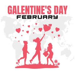 vector illustration for GALENTINE'S DAY social media post background