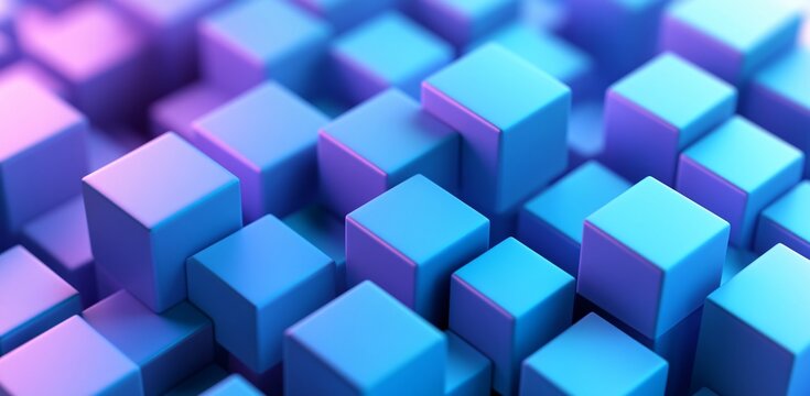 Fototapeta Abstract 3D Cubes Background Purple Blue Gradient