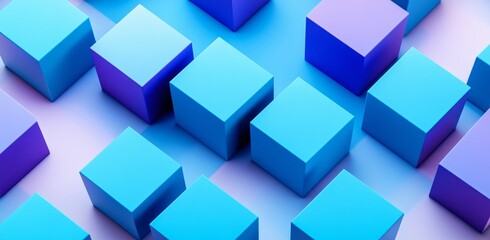 Abstract 3D Cubes Blue Purple Geometric Pattern Background