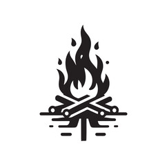 campfire silhouette vector illustration