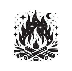 campfire silhouette vector illustration