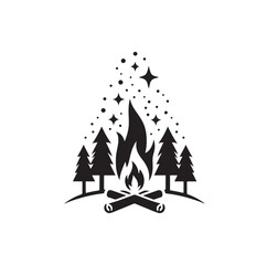 campfire silhouette vector illustration