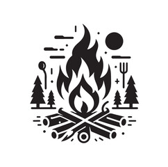 campfire silhouette vector illustration