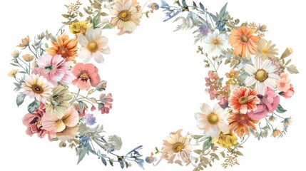 Obraz premium Floral Border with White Background
