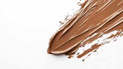 Fototapeta premium Chocolate coffee Mocha Mousse colored paint stroke on the white wall
