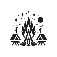 campfire silhouette vector illustration