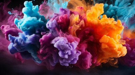 A colorful explosion of smoke with a rainbow of colors