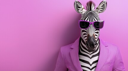 Zebra in Pink Blazer & Sunglasses | Whimsical/Humorous Animal Photo...